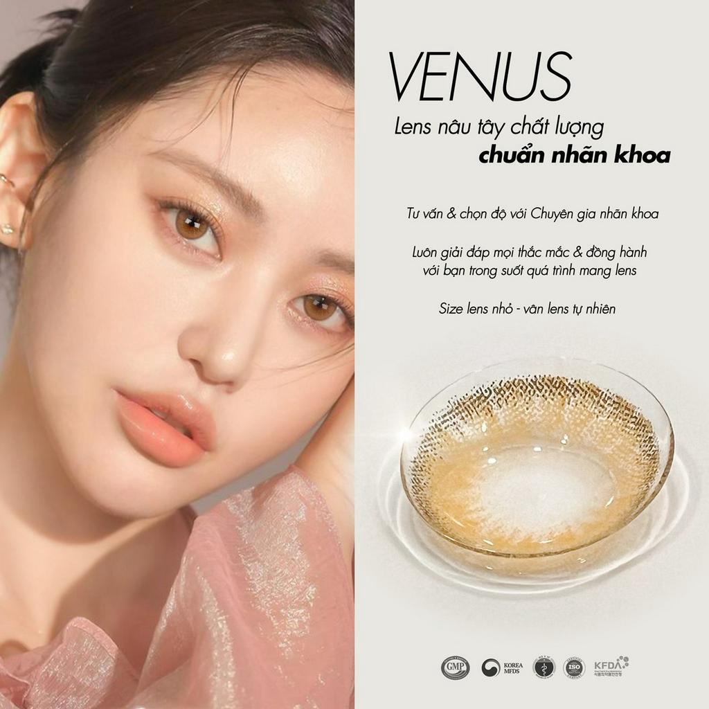 Lens nâu tây có độ cận 0-6 Venus hiệu Angel Eyes chất liệu Silicone Hydrogel đường kính áp tròng 14.0mm