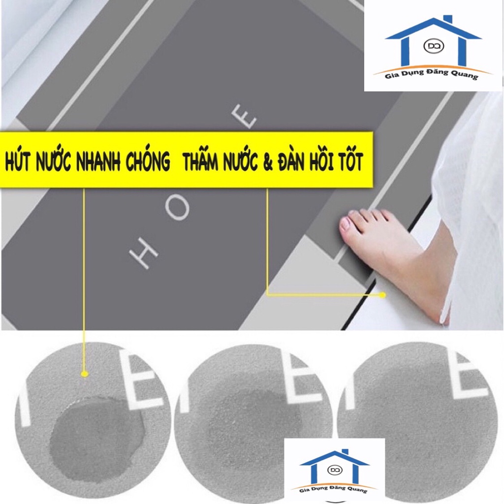 Thảm Silicon- Bộ Thảm Nhà Bếp Siêu Mềm - Thấm Hút 3 Giây Tốc Độ Bay Hơi Nhanh Chất Liệu Silicon Chống Trơn Trượt 120x40