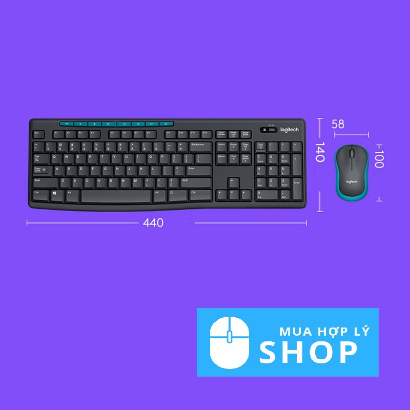 [CHÍNH HÃNG LOGITECH] Bộ Bàn Phím và Chuột Không Dây Logitech MK275, Combo Giá Rẻ, Tặng Kèm Pin - Hàng Nhập Khẩu