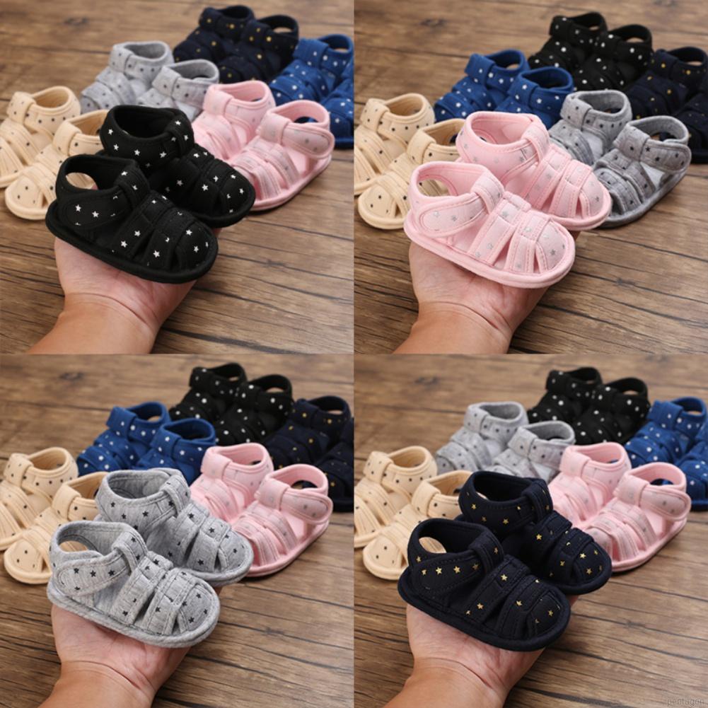 Giày sandal đế mềm chống trượt thoáng khí in hình ngôi sao năm cánh cho bé 0-18 tháng tuổi