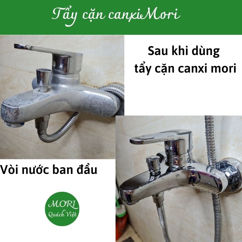 Tẩy cặn canxi MORI, đánh bay cặn canxi trên các thiết bị nhà tắm, chai 300ml