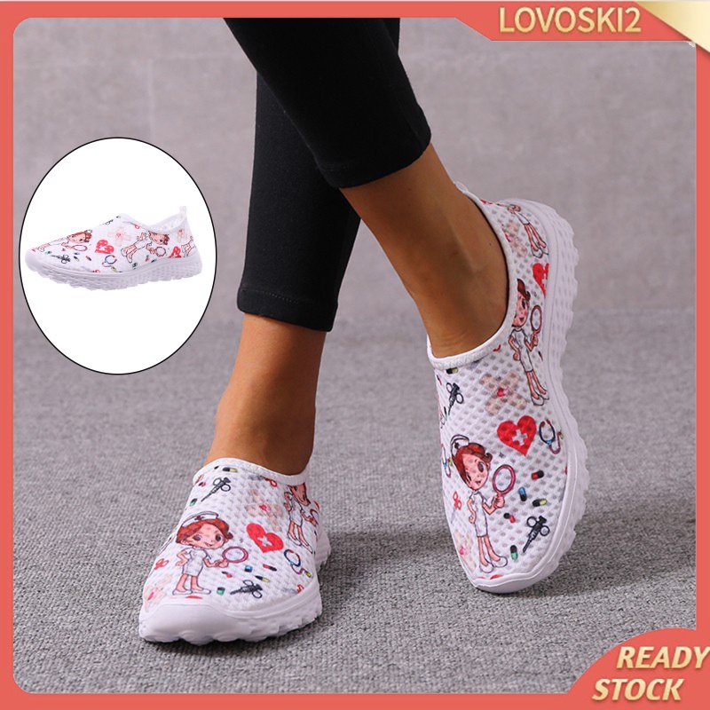 [LOVO] Nurse Doctor Women Sneakers Cosplay Slip On Mesh Cosplay Cartoon Shoes