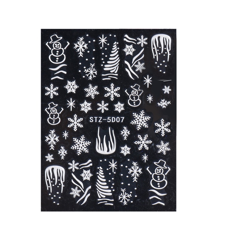 1 Tờ Miếng Dán Móng Tay Họa Tiết Giáng Sinh 5D Độc Đáo