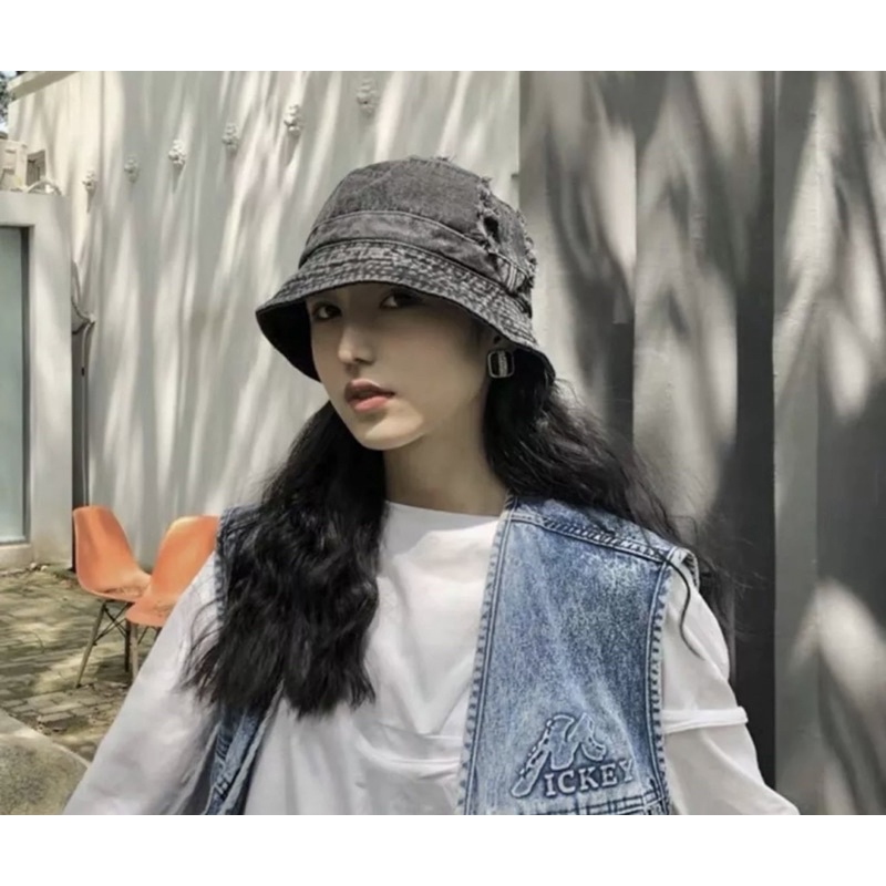 Mũ tai bèo jean rách nam nữ cá tính nón bucket rách - nón tai bèo Jeans demi rách Trơn cá tính