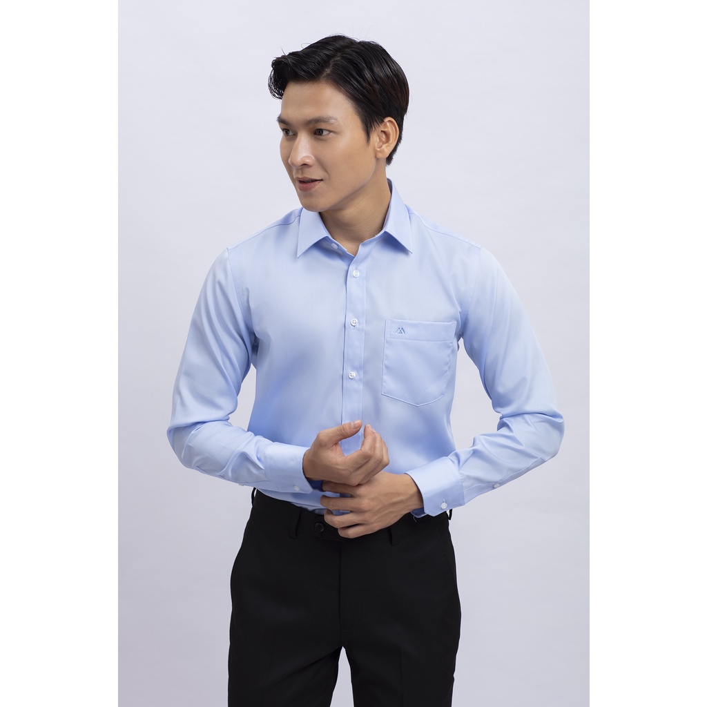 Áo sơ mi nam dài tay Slimfit xanh biển trơn