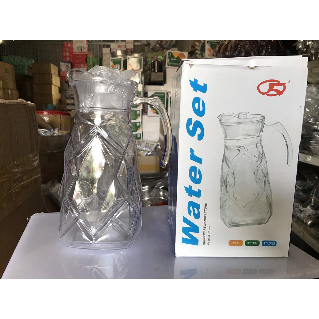 Bình Nước Thủy Tinh 𝑭𝑹𝑬𝑬𝑺𝑯𝑰𝑷 Bình thủy tinh rót nước 1,5L - bình đựng nước uống