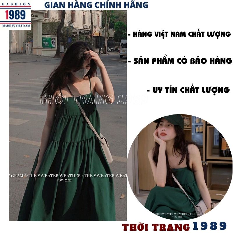 Đầm babydoll 2 dây kiểu dáng hàn quốc maxi đi biển tiểu thư bánh bèo dễ thương ,váy dự tiệc ulzzang suông rộng -PHƯƠNG