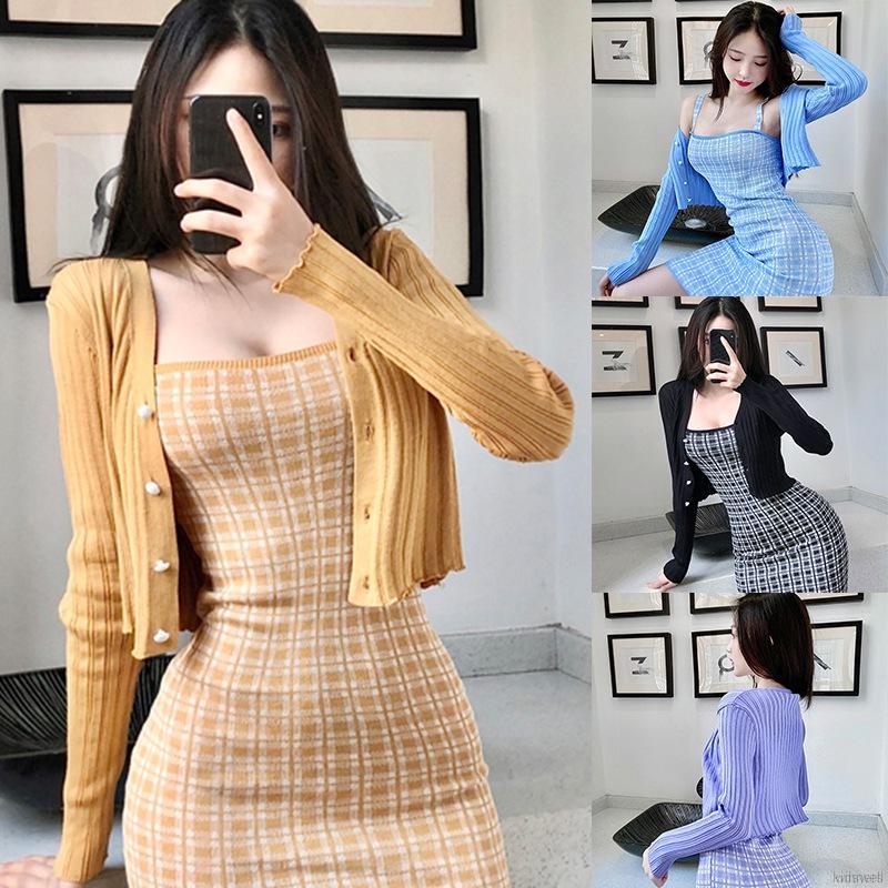 [Mã FAMAYWA giảm 10K đơn 50K] Áo Cardigan Dệt Kim Màu Trơn Cổ Chữ V Thiết Kế Quyến Rũ Cho Nữ