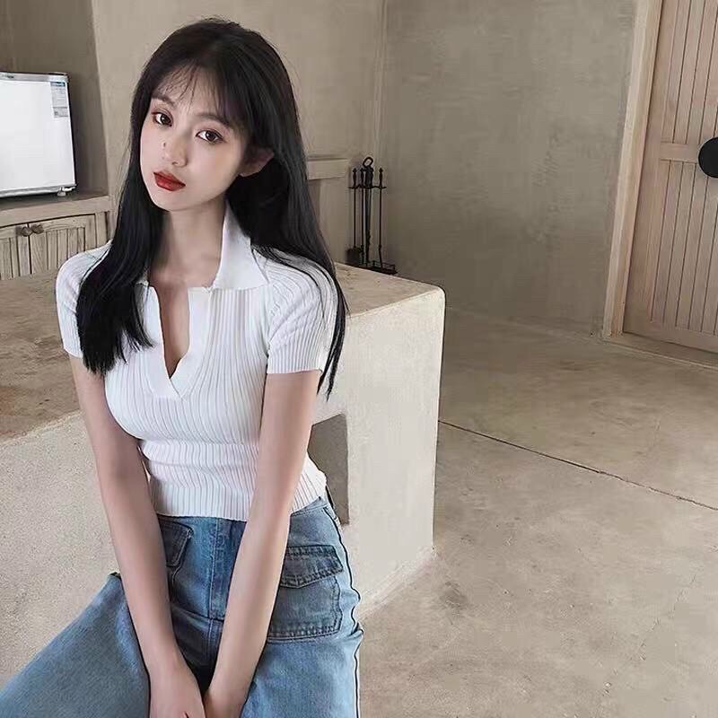 Áo len mỏng cổ V cực hot