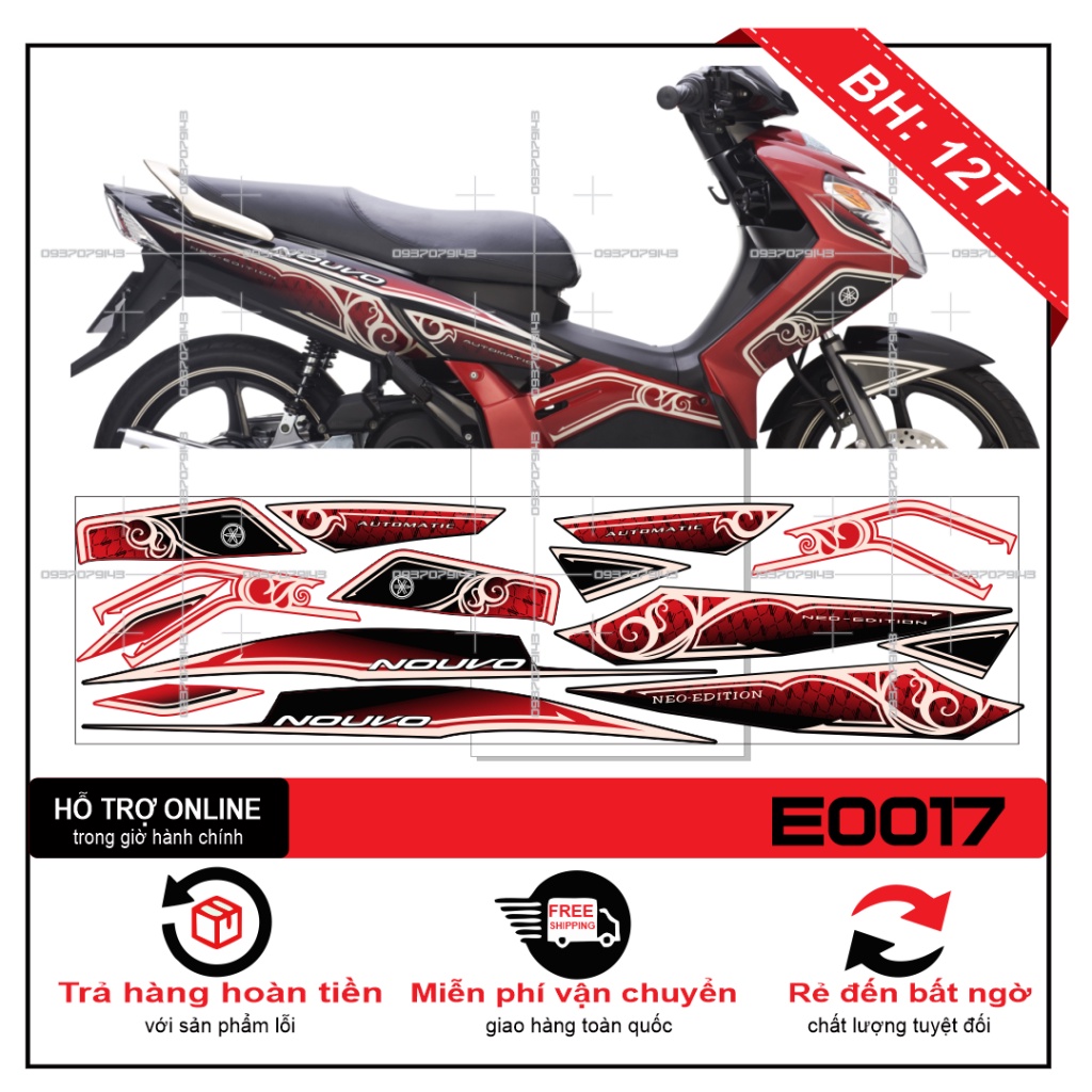 TEM XE NOUVO 2,3 ZIN ĐỎ ĐEN -- SHIN DECAL 2