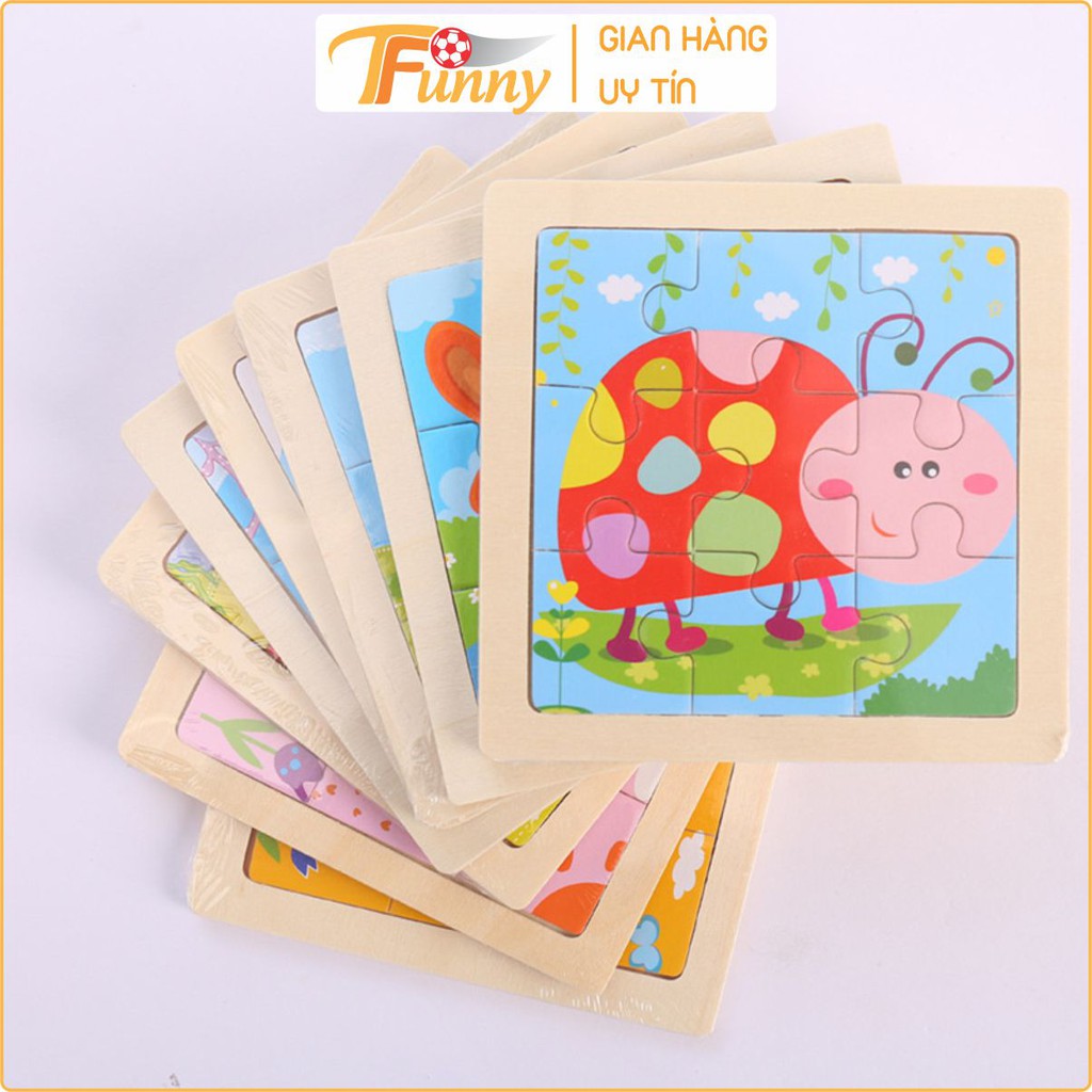 Đồ Chơi Xếp Hình Lắp Ghép 9 Mảnh 20 Con Vật Cho Bé, T Funny, Kích Thước 11 x 11cm