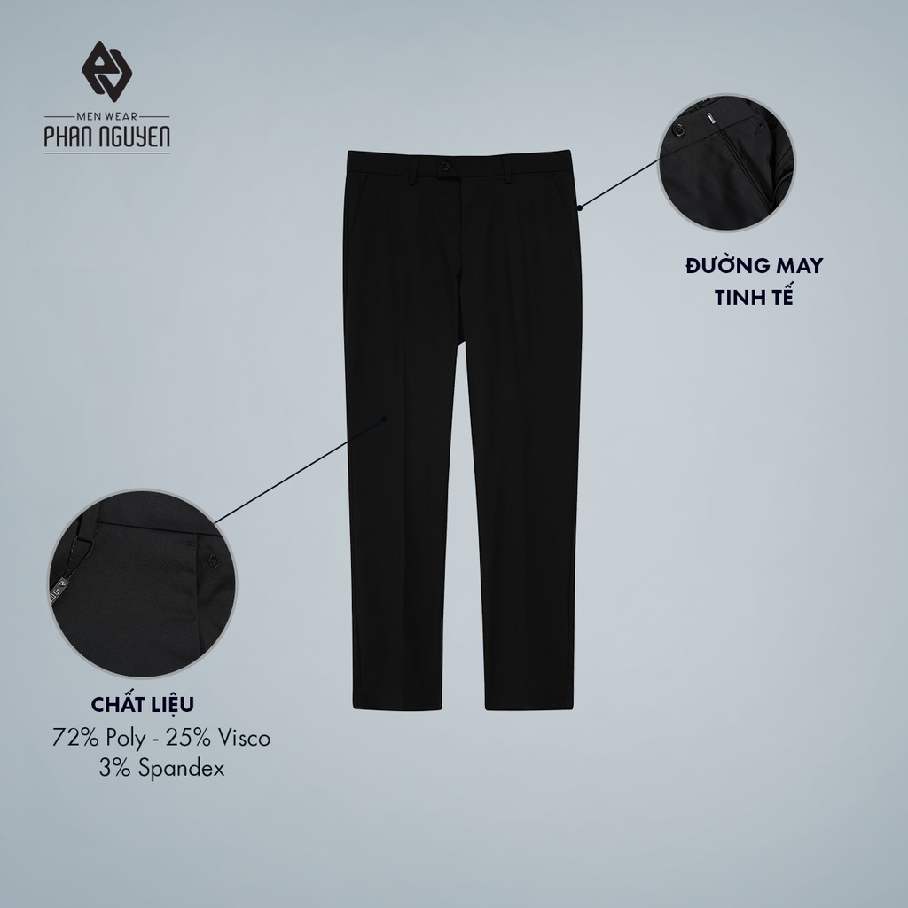 Quần vải nam công sở PHAN NGUYỄN dáng slim fit tôn dáng, vải cotton poly chống nhăn, không xù vải QVL.619