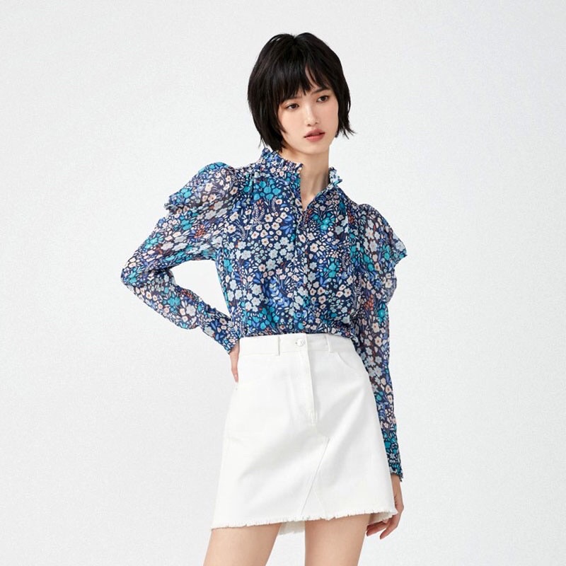 Áo sơ mi hoa xanh Only