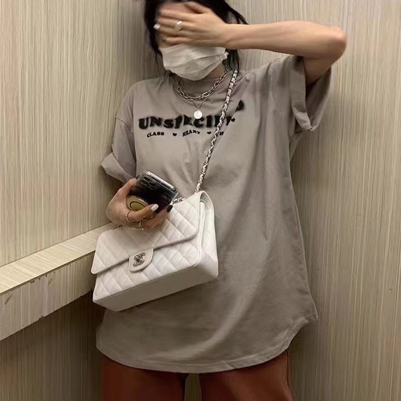 Áo thun Unisex 3158 tay lỡ form rộng in chữ phông nam nữ chất cotton hàng Quảng Châu ANDOSA AT11