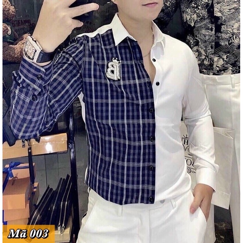 Sơ mi nam, sơ mi lụa kẻ chất liệu không nhăn bai xù