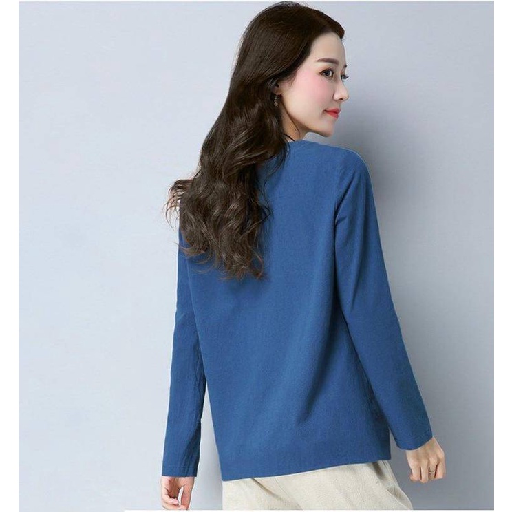 Áo thun tay dài dáng rộng thời trang cho phụ nữ trung niên