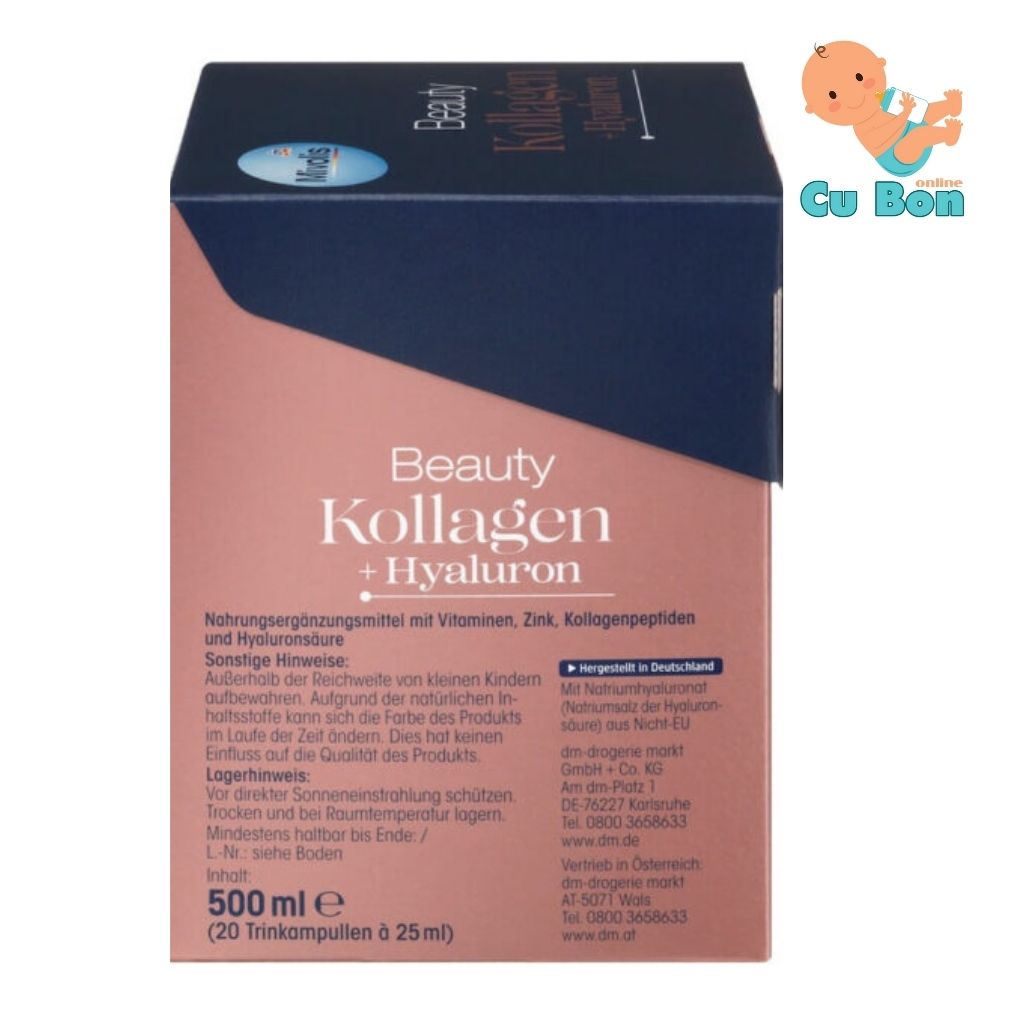 Collagen Thuỷ Phân Mivolis Beauty Kollagen Hyaluron, 20 x 25 ml của Đức