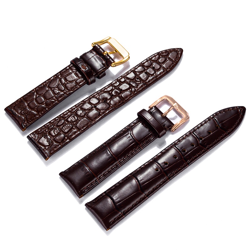 Dây Đeo Đồng Hồ Bằng Da Bò Chống Nước Và Mồ Hôi Họa Tiết Da Cá Sấu 12mm 14mm 16mm 18mm 19mm 20mm 21mm 22mm 24mm