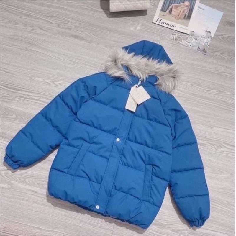 Áo phao beo mũ lông có thể tháo rời