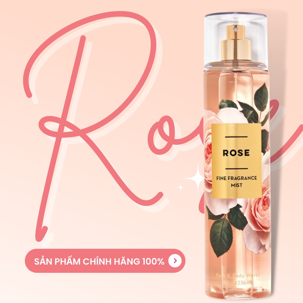 Xịt Thơm Toàn Thân Body Mist Bath And Body Works Rose Hương Hoa Hồng Say Đắm Chai 236ml