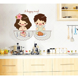 (HCM) Decal dán tường Bữa ăn hạnh phúc - A happy meal DBT008 - decalhcm