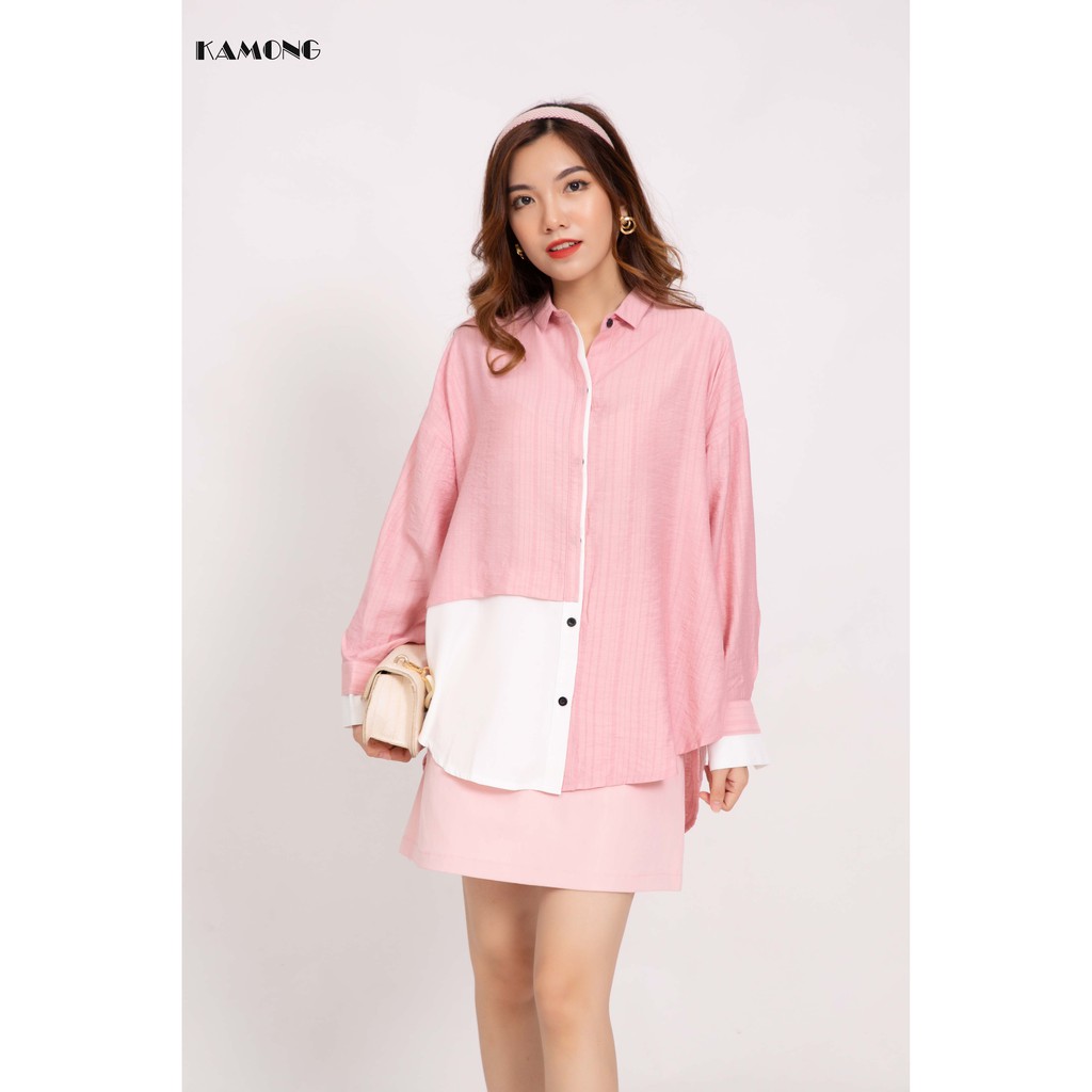 Áo sơ mi oversize tà trắng KAMONG A073