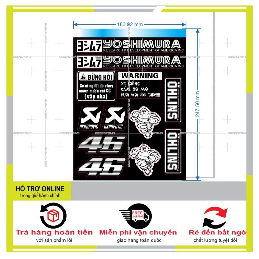 LOGO STICKER TRẮNG ĐEN 007 - DUNG DECAL