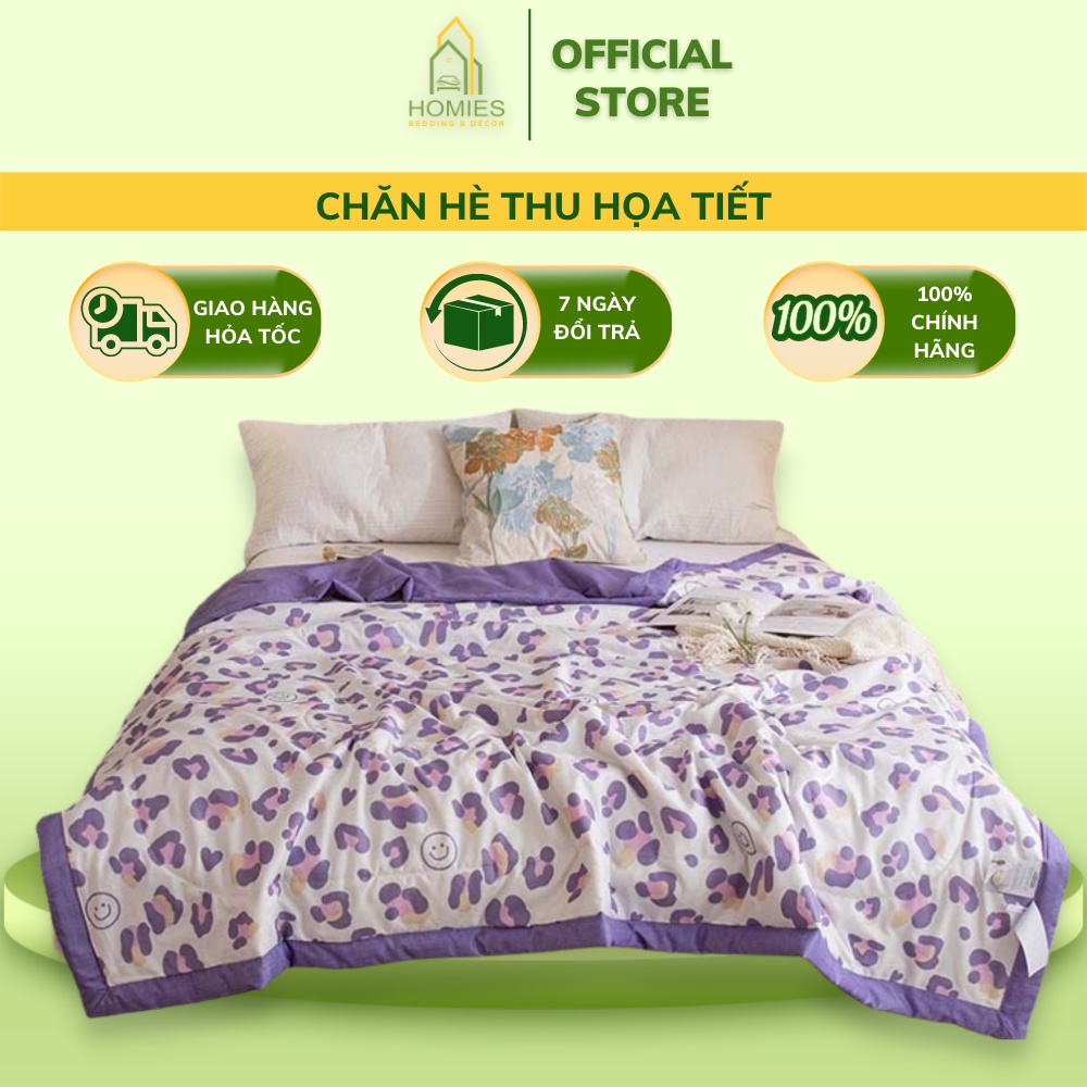 Chăn Hè Thu HOMIES Chất Vải Poly Cotton Mềm Mại Nhiều Màu Sắc - Kích Thước 2m x 2m3
