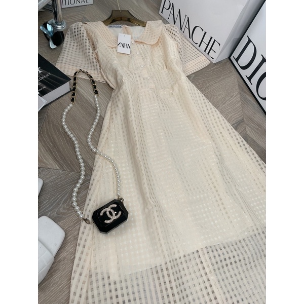 ✔ 𝗙𝗥𝗘𝗘 𝗦𝗛𝗜𝗣 VÁY CÔ BÈO TAY BỒNG CÚC NGỌC KẺ Ô HÀNG L1 CHẤT ĐẸP LẮMẠ