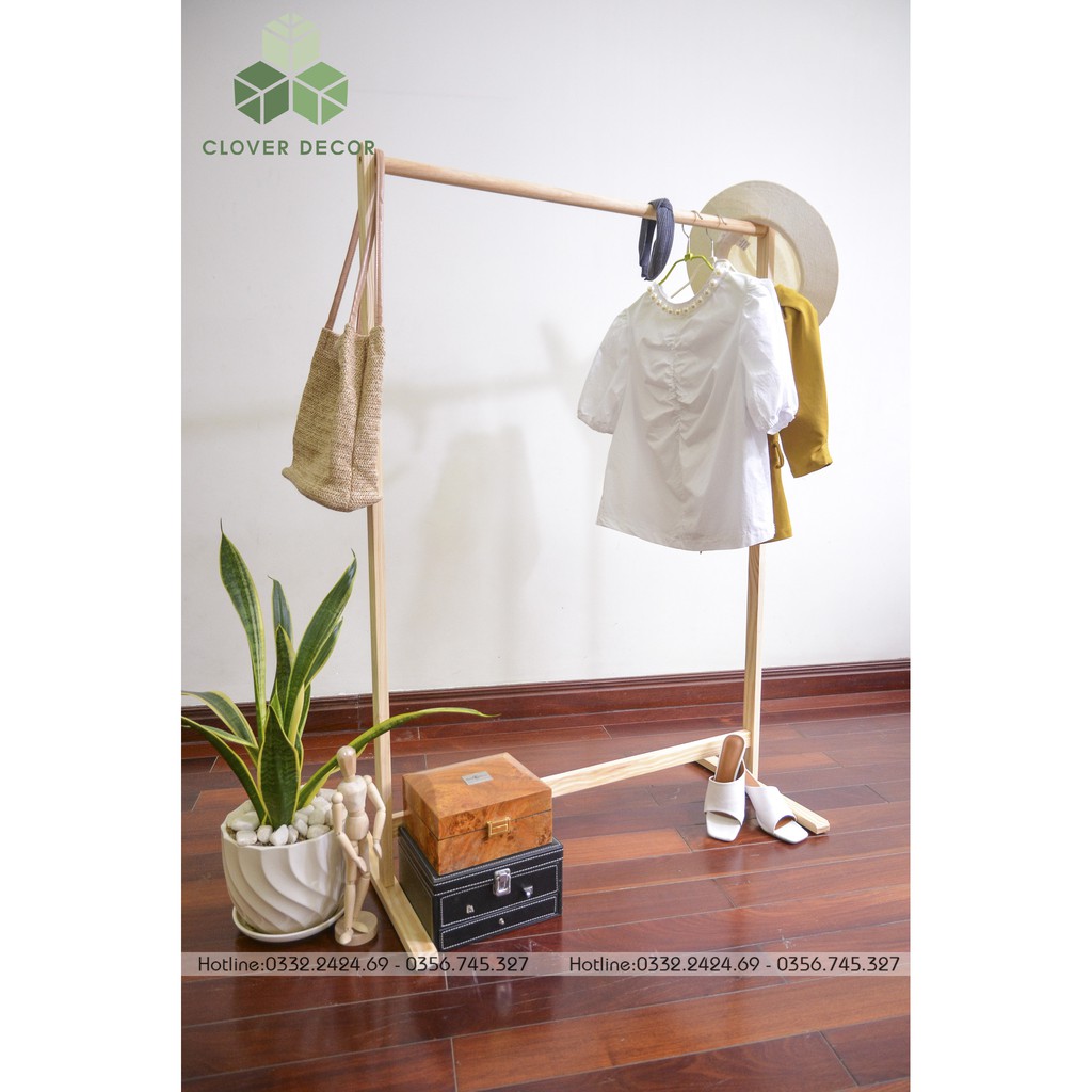 Gía Treo Quần Áo Thanh Đơn Gỗ Thông (86 cm) - Single Hanger - Clover Decor - Phong cách Hàn Quốc | BigBuy360 - bigbuy360.vn