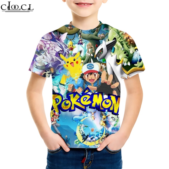 Áo Thun Ngắn Tay In Hình pokemon Đáng Yêu Cho Bé