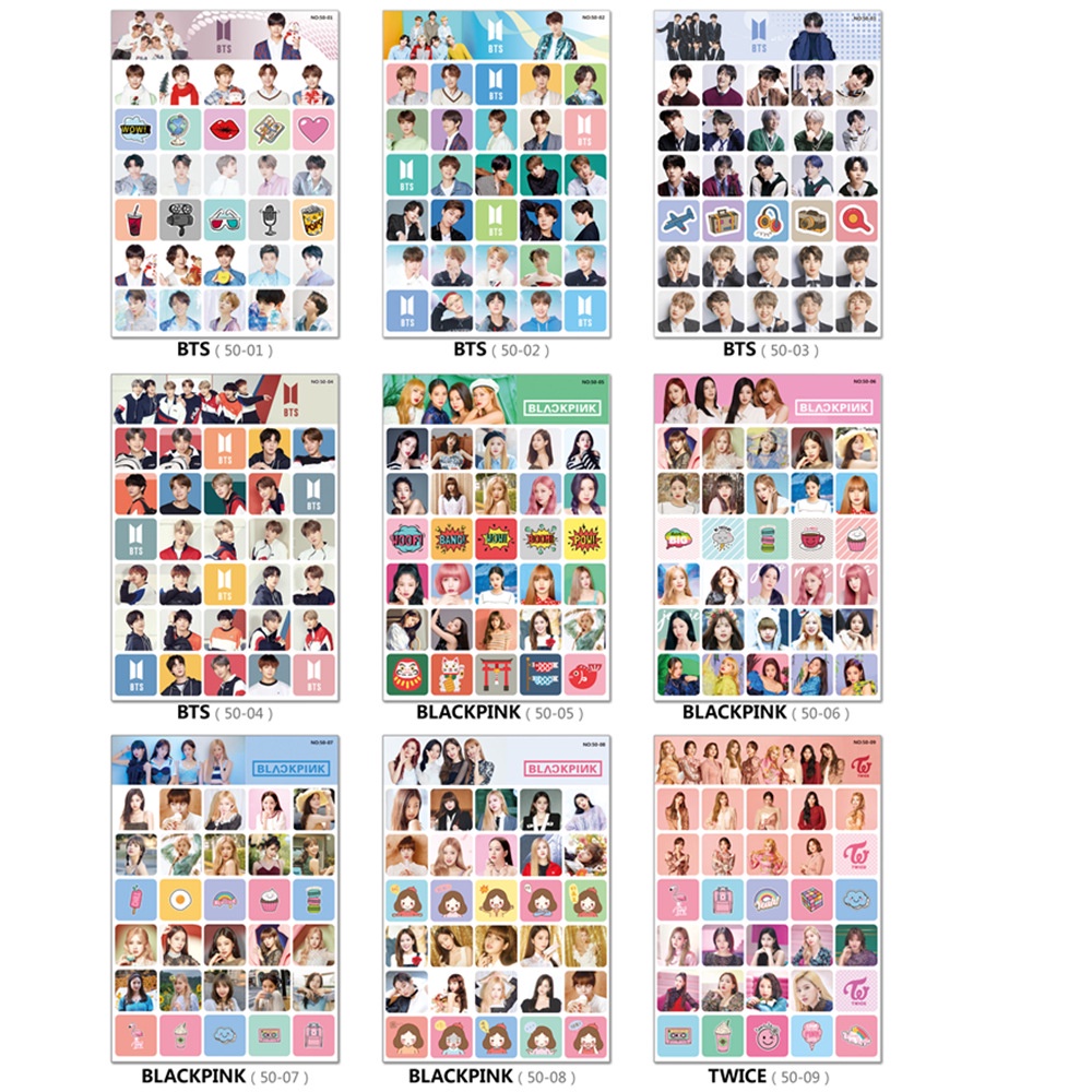Set Sticker idol Kpop bts black và hoạt hình đáng yêu DecorMe Hình Dán trang trí sổ tay album ảnh KP1