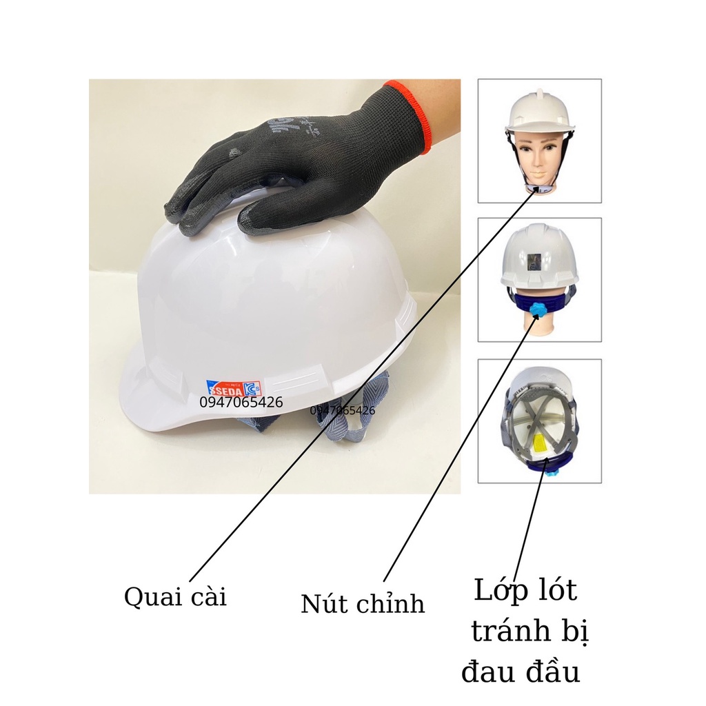 Mũ bảo hộ lao động SSEDA, nón bảo hộ nhiều màu