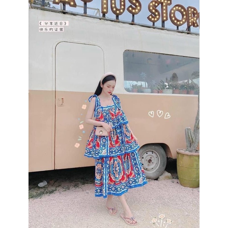 Maxi lụa 2s hoa văn cổ điển ( ảnh thật cuối ) | BigBuy360 - bigbuy360.vn