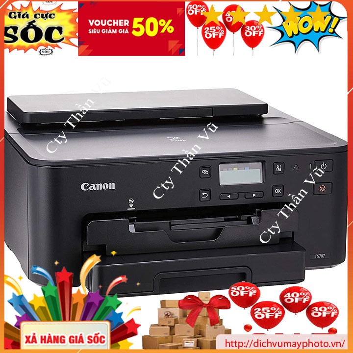 Máy in màu Canon mới 100% Wifi Pixma TS707 đảo 2 mặt tự động in bền đẹp hàng có bảo hành bao test INECO
