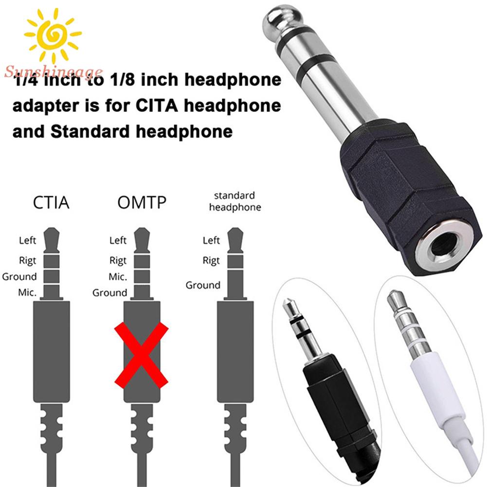 SUNAGE- ~3.5mm 6.35mm Stereo Headphone Audio Adaptor Microphone Connector Converter【SUNAGE-HOT Fashion】
