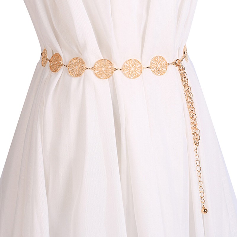 {onsalezone} Fashion Metal Waist Chain Belt Gold Silver Buckle Body Chain Dress Belts New adover
