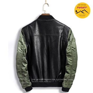 Áo khoác nam Bomber phối da PU cao cấp