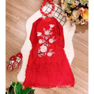 🌻🌻🌻áo dài ren bé gái cao cấp với hình thiêu nổi cao cấp🌸🌸🌸🌸