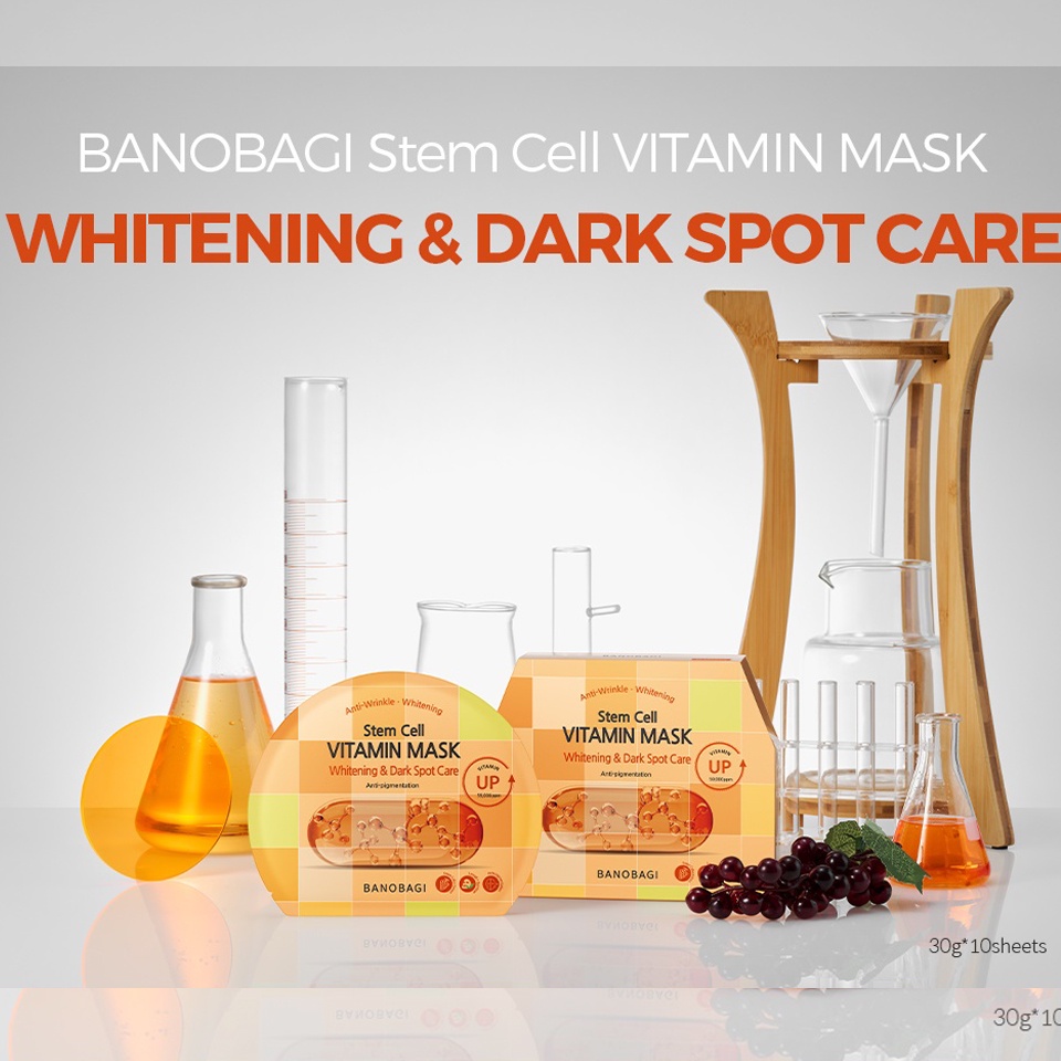 Hộp 10 mặt nạ dưỡng trắng Banobagi Stem Cell Vitamin Mask Whitening, mặt nạ dưỡng da từ tế bào gốc