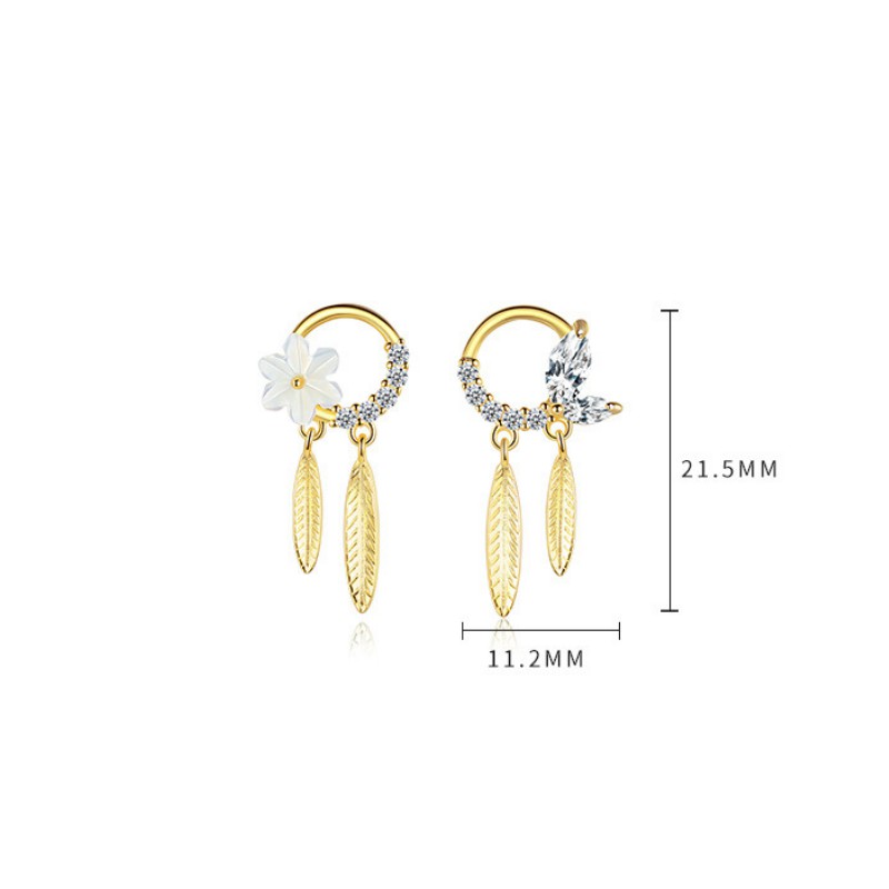 Bông Tai Bạc S925 Hoa Lá Mùa Xuân Dễ Thương | Khuyên Tai Nữ Trang Sức Bạc Thời Trang