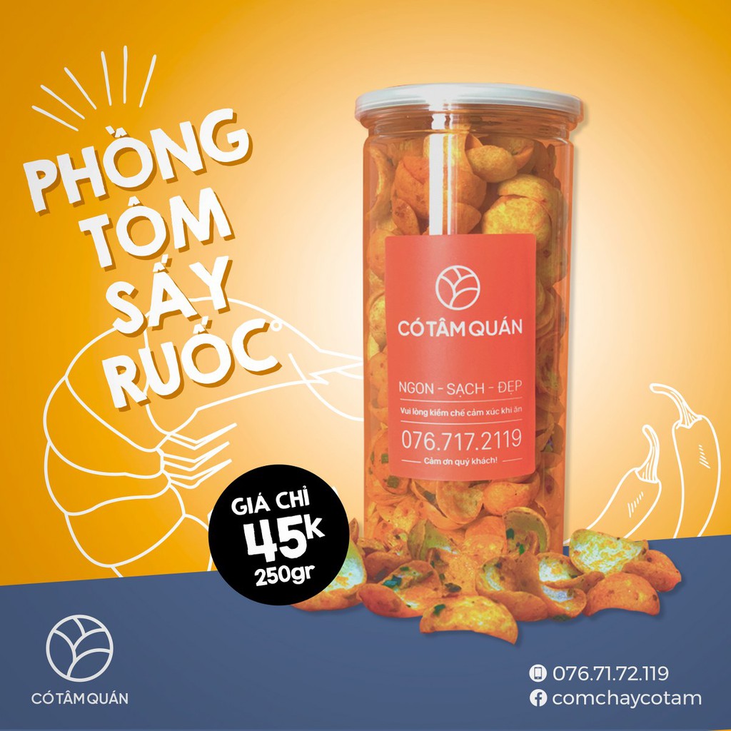 BÁNH PHỒNG TÔM SẤY RUỐC - CÓ TÂM QUÁN 250GR
