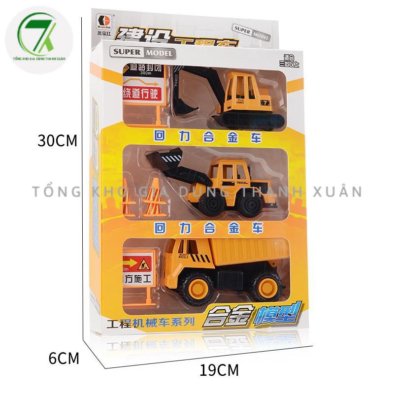 Đồ chơi xe công trường, xe cẩu, bom, tải, máy bay, bồn bê tông hướng nghiệp, hộp 3 xe dành cho các bé