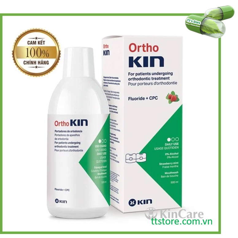 Ortho KIN 500ml - Nước súc miệng cho răng niềng, chỉnh nha [Orthokin, ortokin]