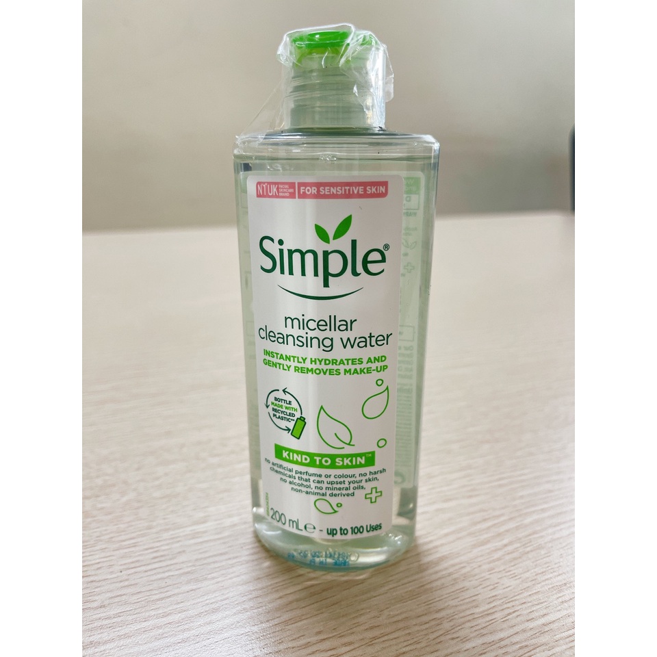 Nước Tẩy Trang Simple Micellar Cleansing Water 200ml - Dịu Nhẹ, Không Gây Kích Ứng Da, Không Gây Mụn