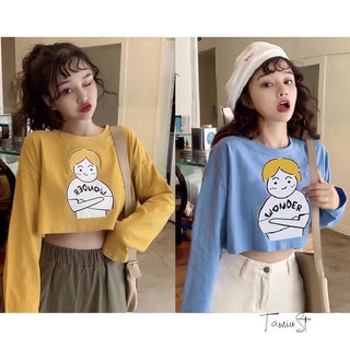 Áo croptop nữ tay dài Wonder
