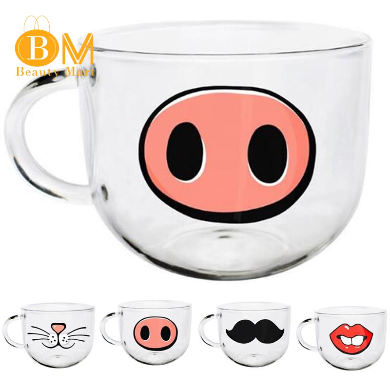 Cốc thủy tinh in hình mèo dễ thương