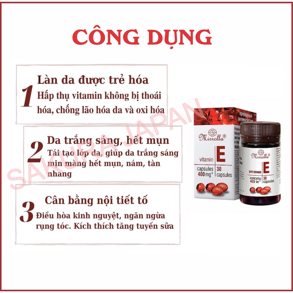 Vitamin E đỏ hàm lượng 400mg chính hãng Nga giúp da căng bóng mịn màng chống lão hóa và cải thiện da