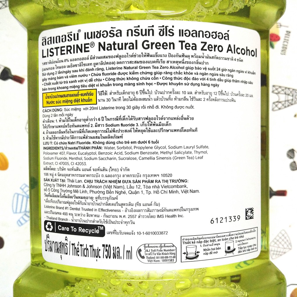 Nước súc miệng LISTERINE Thái Lan chai siêu to 750ml 🇹🇭 dung dịch xúc miệng bạc hà trà xanh không cồn