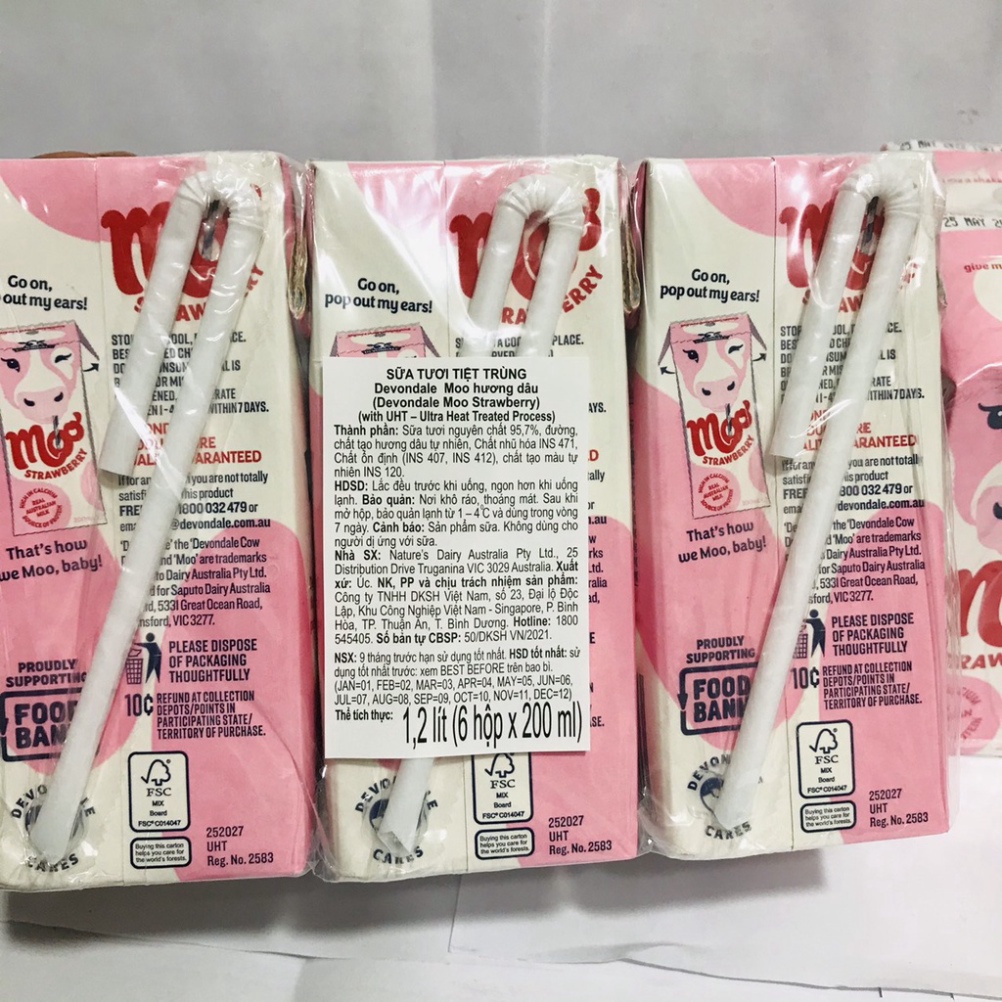 Sữa Devondale Dâu Giàu Canxi 200ml - Devondale Moo - Sữa Úc Tươi Nhập Khẩu - Thùng 24